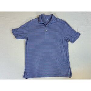 Peter Millar Seaside Wash Polo Shirt Mens Medium Blue Stripe Pima Cotton Stretch
